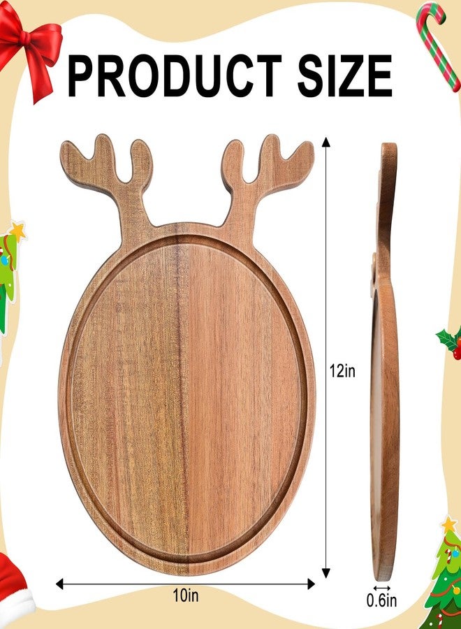 Yoshiky Acacia Wood Christmas Charcuterie Boards Platters, Christmas Holiday Serving Tray Cutting Board Dinner Plate Wooden CheeseBoard Xmas Kitchen Decor Gingerbread Reindeer Board Decorations - Image 2